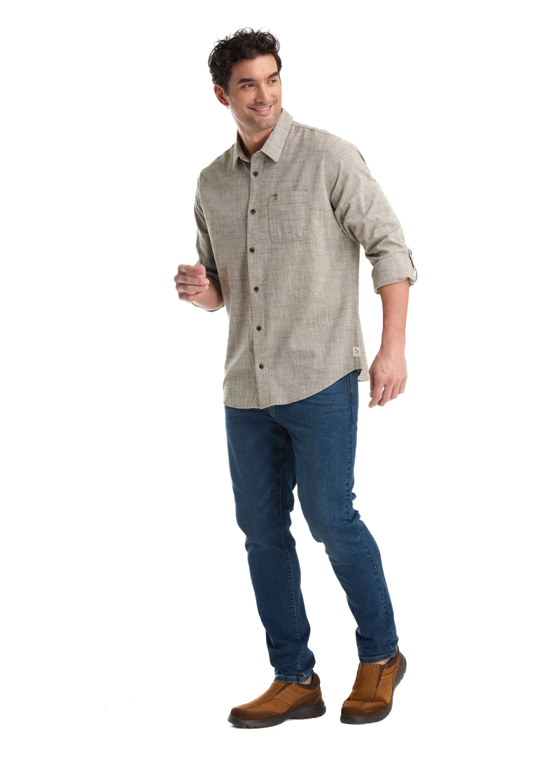 CAMISA HOMBRE TIPO LINO PANAMA JACK - K866 | GRIS - 5