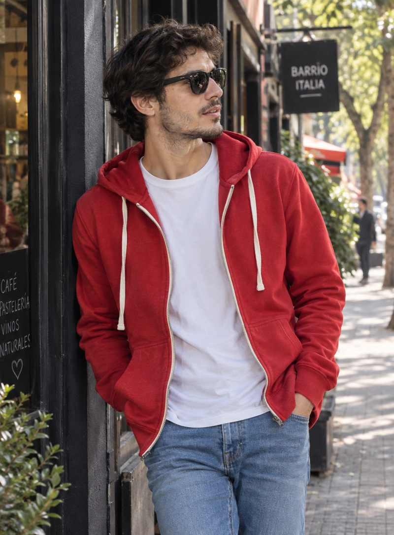 POLERON HOMBRE ZIPPER ALGODON PANAMA JACK - H946 | ROJO - 1