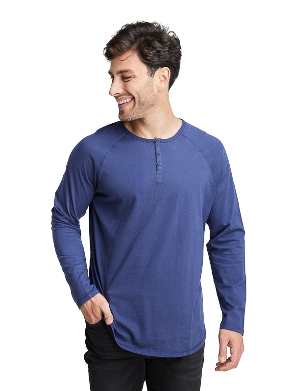 POLERA HOMBRE MANGA LARGA ALGODON PANAMA JACK - H935 | AZUL - 2