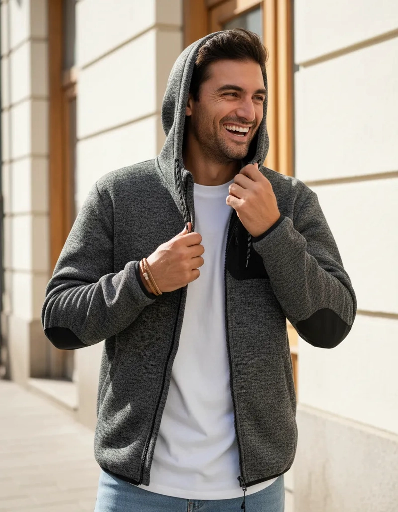 POLERON HOMBRE TEJIDO CON POLAR PANAMA JACK - H949 | NEGRO - 1