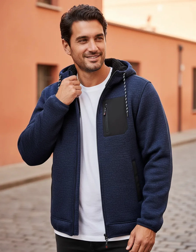 POLERON HOMBRE TEJIDO CON POLAR PANAMA JACK - H949 | AZUL - 1