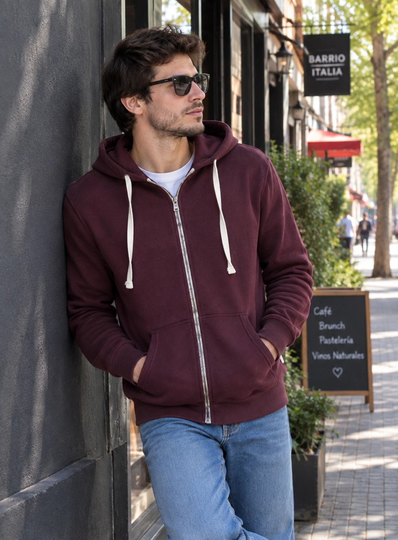 POLERON HOMBRE ZIPPER ALGODON PANAMA JACK - H946 | BORDO - 1