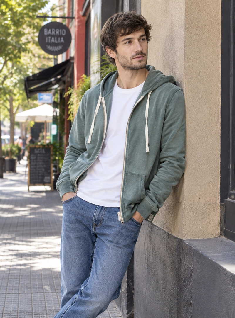 POLERON HOMBRE ZIPPER ALGODON PANAMA JACK - H946 | VERDE - 1