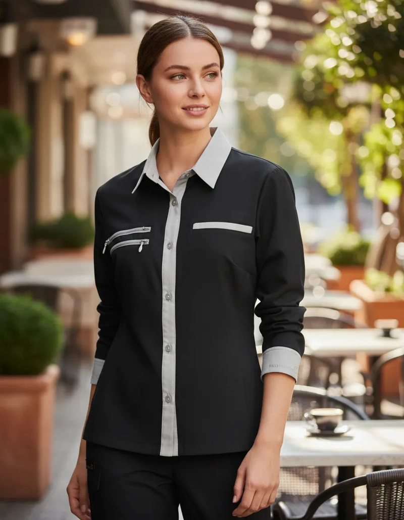 CAMISA TE CNICA MUJER WATER REPELENT PANAMA JACK - J967 | NEGRO - 4
