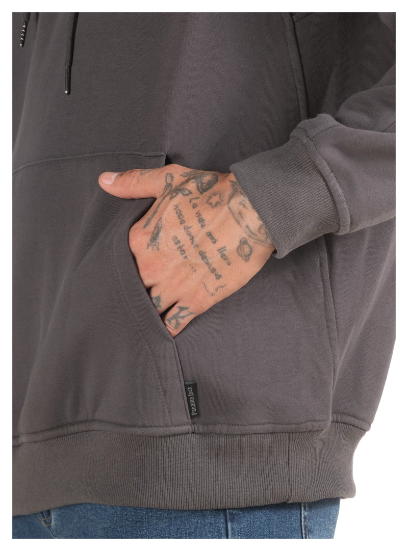 POLERON HOMBRE HOODIE CANGURO PANAMA JACK - PJH025M | GRIS - 6