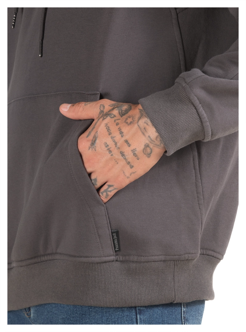 POLERON UNISEX HOODIE CANGURO PANAMA JACK - PJH025M | GRIS - 6