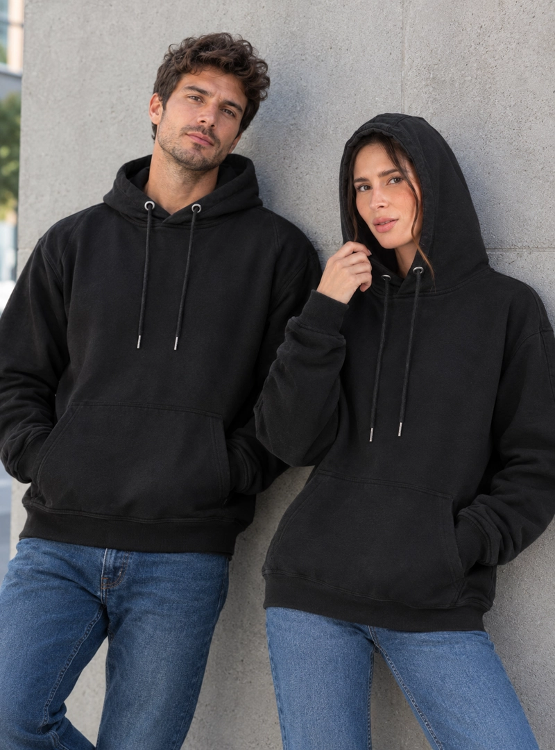 POLERON UNISEX HOODIE CANGURO PANAMA JACK - PJH025M | NEGRO - 1
