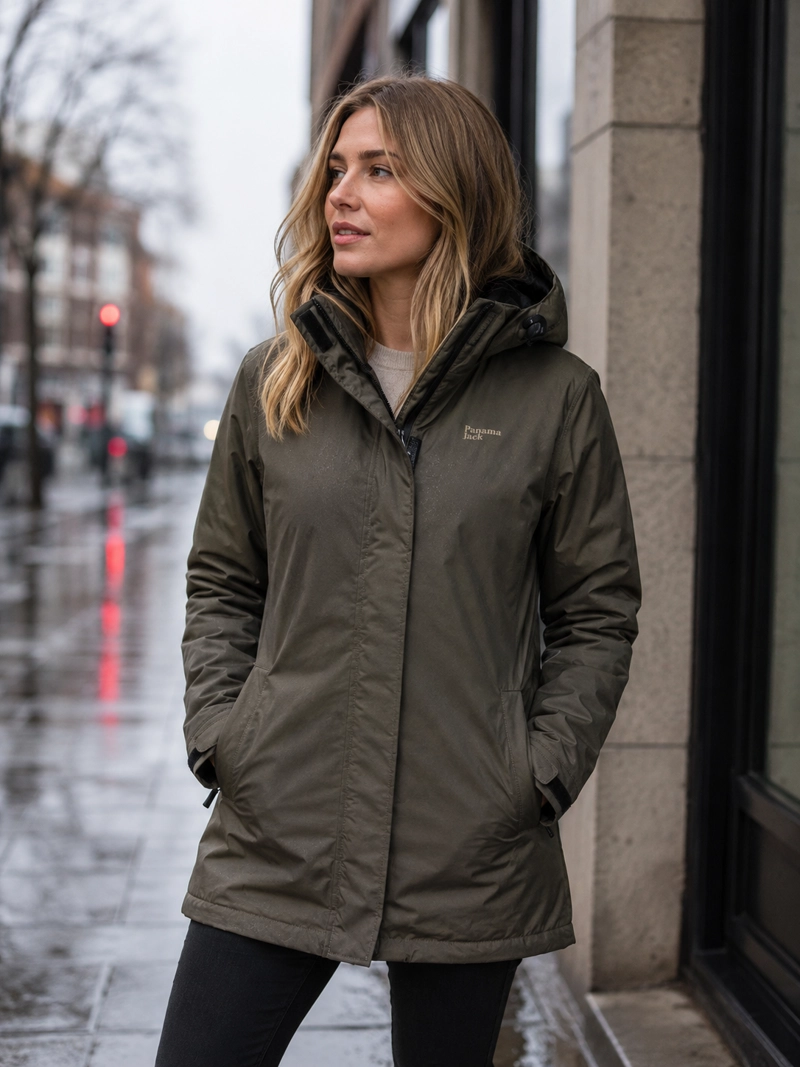 PARKA MUJER IMPERMEABLE LARGA OUTDOOR PANAMA JACK - PJM008M | VERDE - 1
