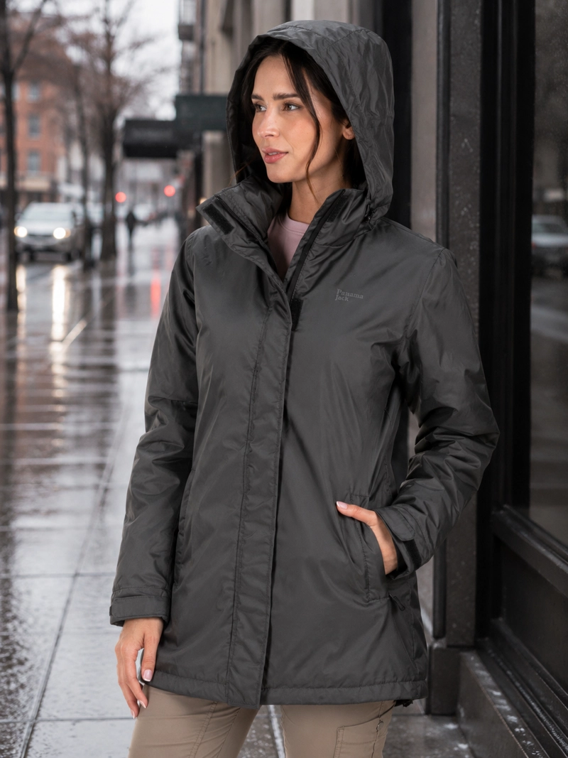 PARKA MUJER IMPERMEABLE LARGA OUTDOOR PANAMA JACK - PJM008M | GRIS - 1