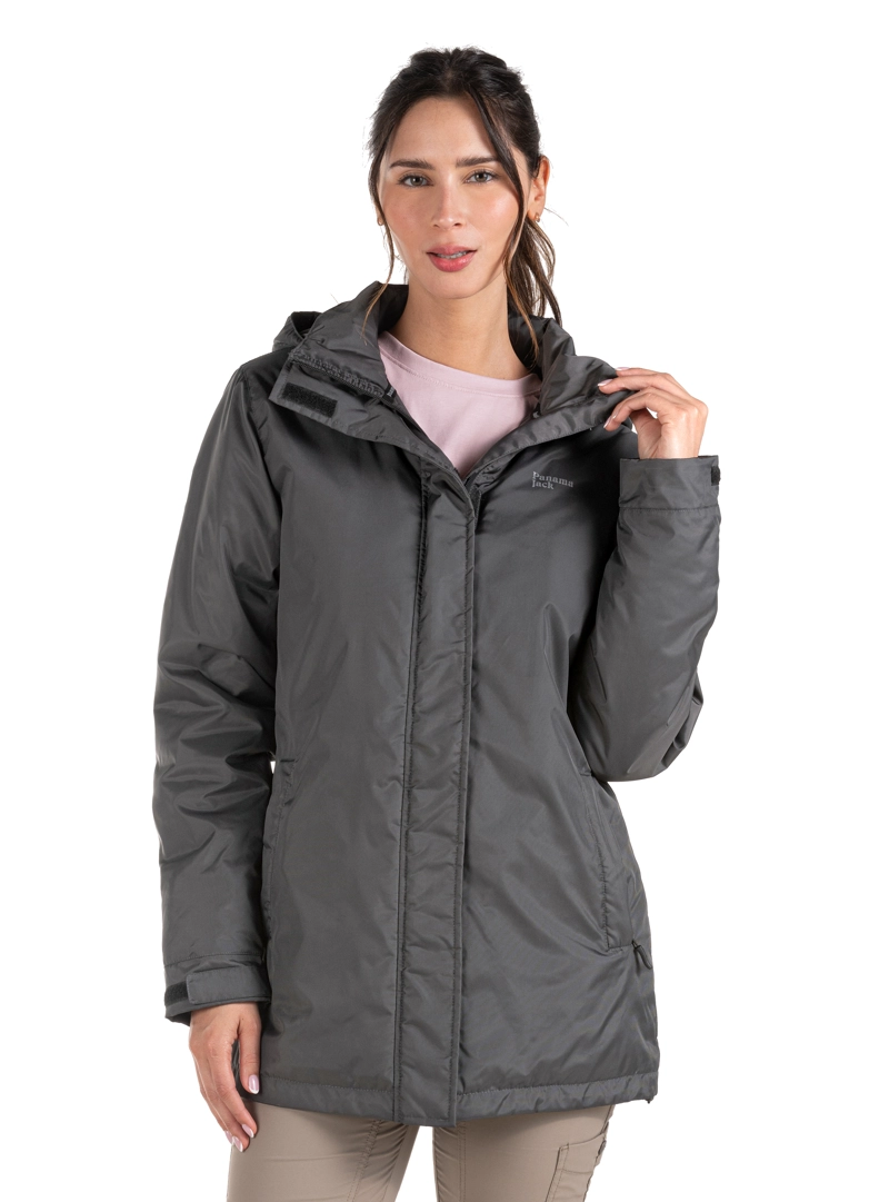 PARKA MUJER IMPERMEABLE LARGA OUTDOOR PANAMA JACK - PJM008M | GRIS - 9