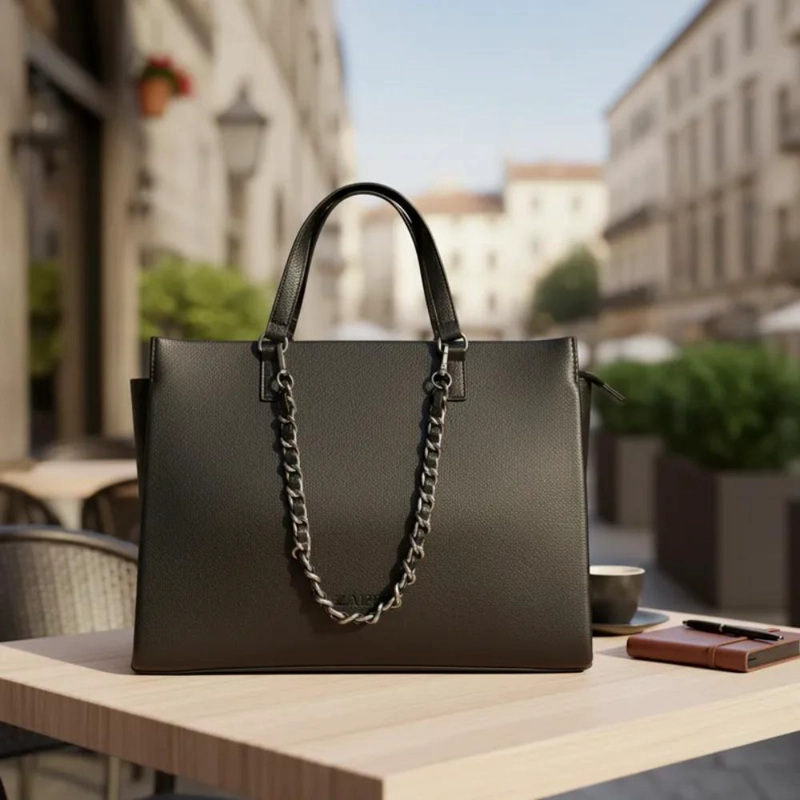 CARTERA TOTE DETALLE CADENA CADENA ZAPPA - ZAM011X | NEGRO - 6
