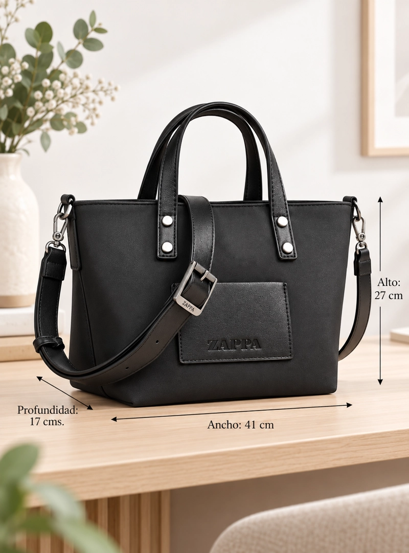 CARTERA BANDOLERA EFECTO GAMUZA ZAPPA - ZAM021X | NEGRO - 2