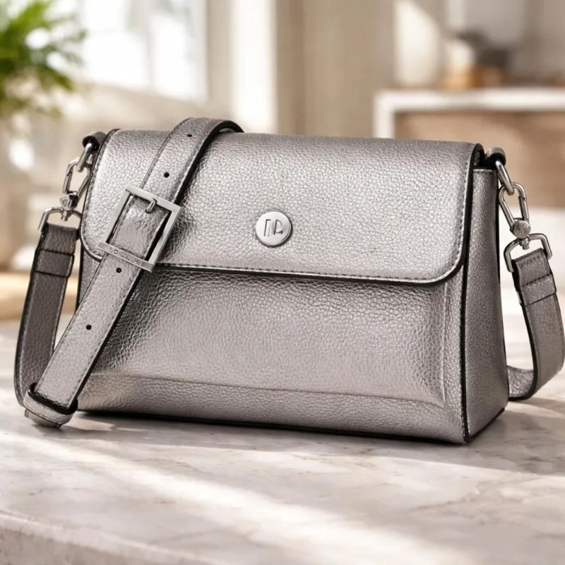 CARTERA BANDOLERA CON BROCHE POLLINI - POM036X | PLATEADO - 6