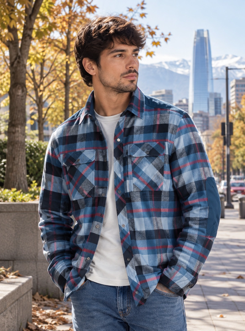 CAMISA HOMBRE LEÑADOR MANGA LARGA PANAMA JACK - PJH027M | AZUL - 1