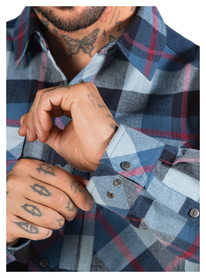 CAMISA HOMBRE LEÑADOR MANGA LARGA PANAMA JACK - PJH027M | AZUL - 6