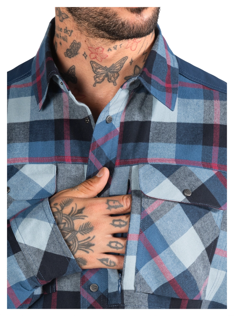 CAMISA HOMBRE LEÑADOR MANGA LARGA PANAMA JACK - PJH027M | AZUL - 7