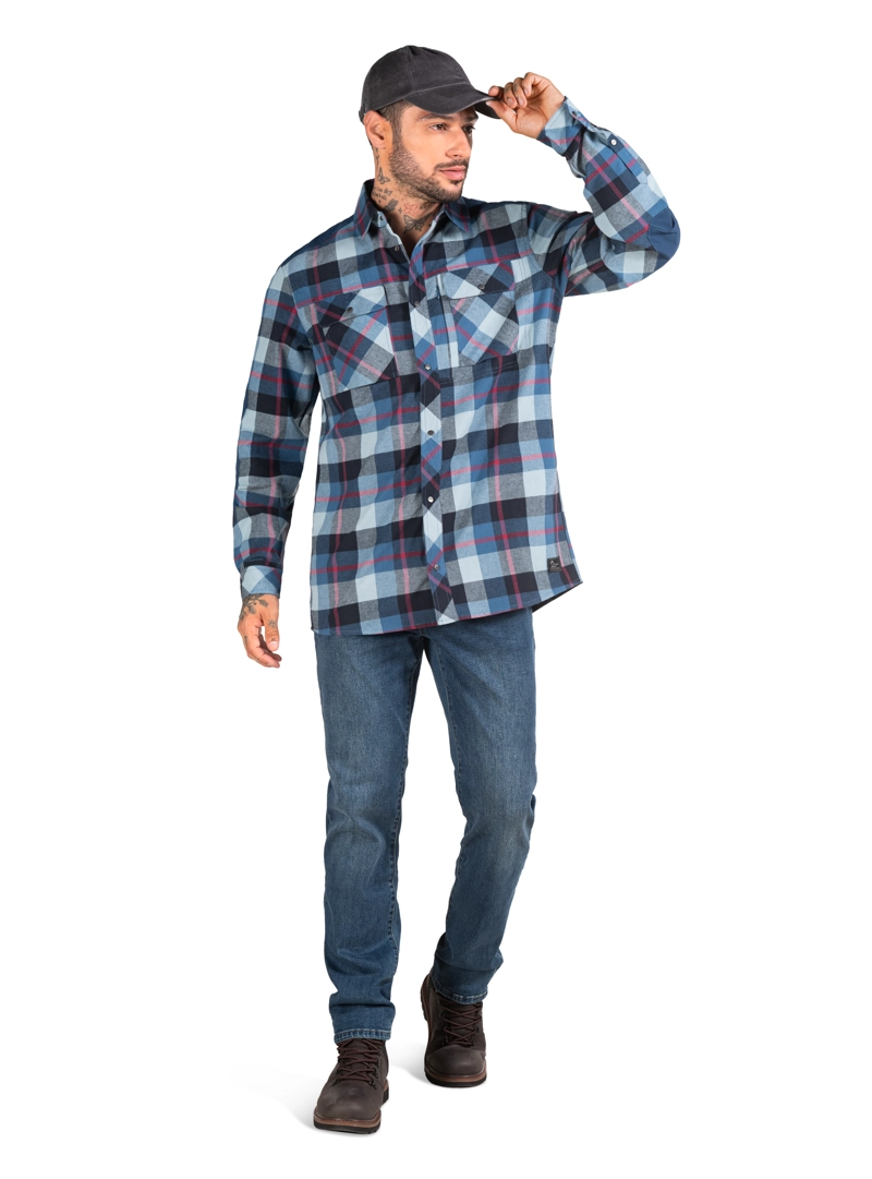 CAMISA HOMBRE LEÑADOR MANGA LARGA PANAMA JACK - PJH027M | AZUL - 9