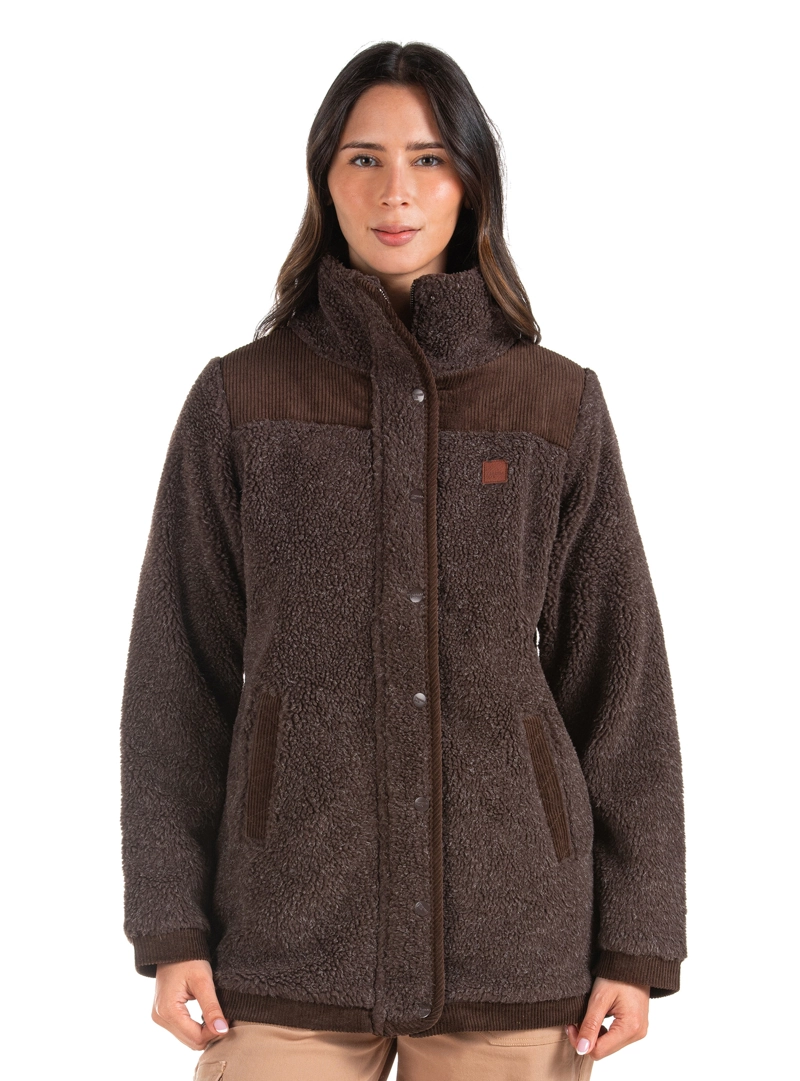 CHAQUETA MUJER SHERPA POLAR JASPEADO PANAMA JACK - L987 | MARRON OSCURO - 2