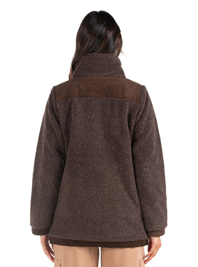 CHAQUETA MUJER SHERPA POLAR JASPEADO PANAMA JACK - L987 | MARRON OSCURO - 3