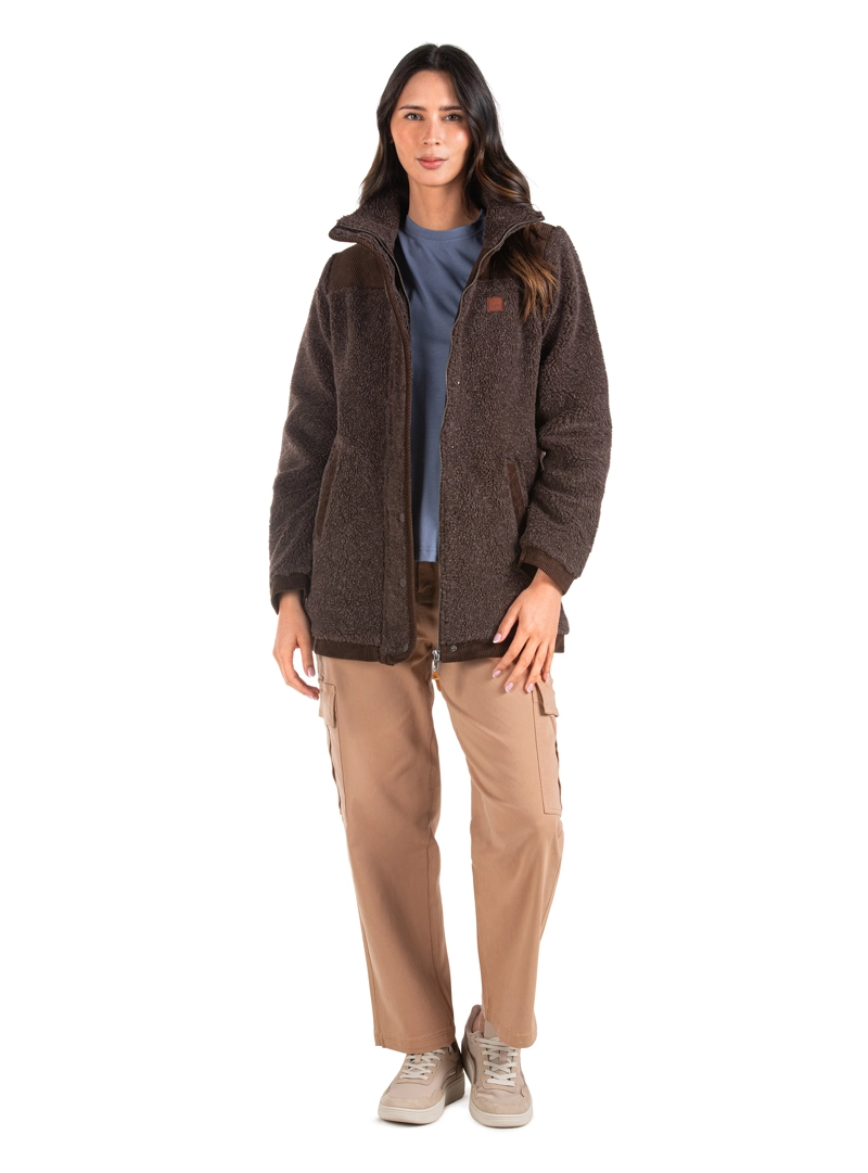 CHAQUETA MUJER SHERPA POLAR JASPEADO PANAMA JACK - L987 | MARRON OSCURO - 4