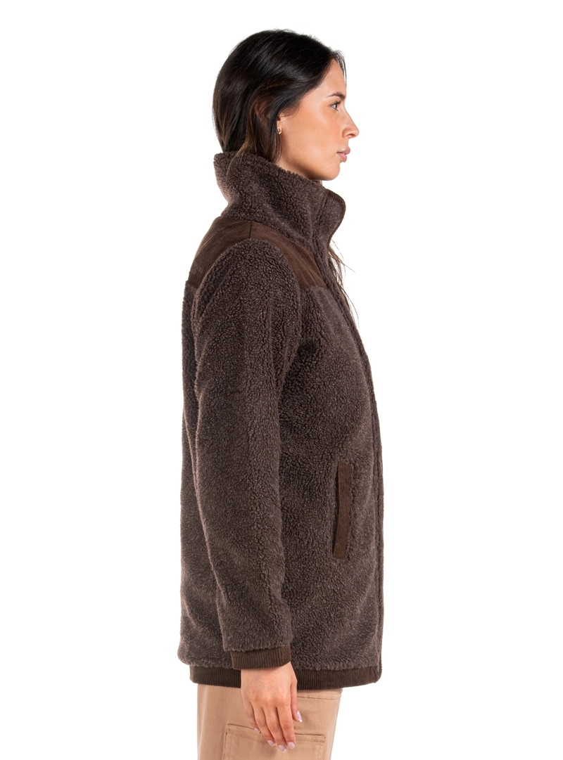 CHAQUETA MUJER SHERPA POLAR JASPEADO PANAMA JACK - L987 | MARRON OSCURO - 5