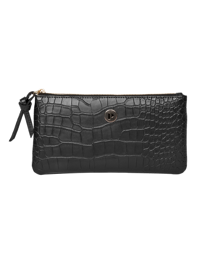 BILLETERA MONEDERO CON TEXTURA MUJER POLLINI - POM045X | NEGRO - 1