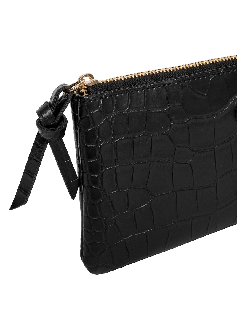 BILLETERA MONEDERO CON TEXTURA MUJER POLLINI - POM045X | NEGRO - 3