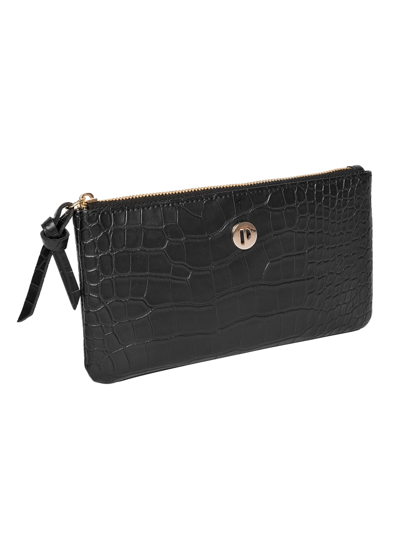 BILLETERA MONEDERO CON TEXTURA MUJER POLLINI - POM045X | NEGRO - 5
