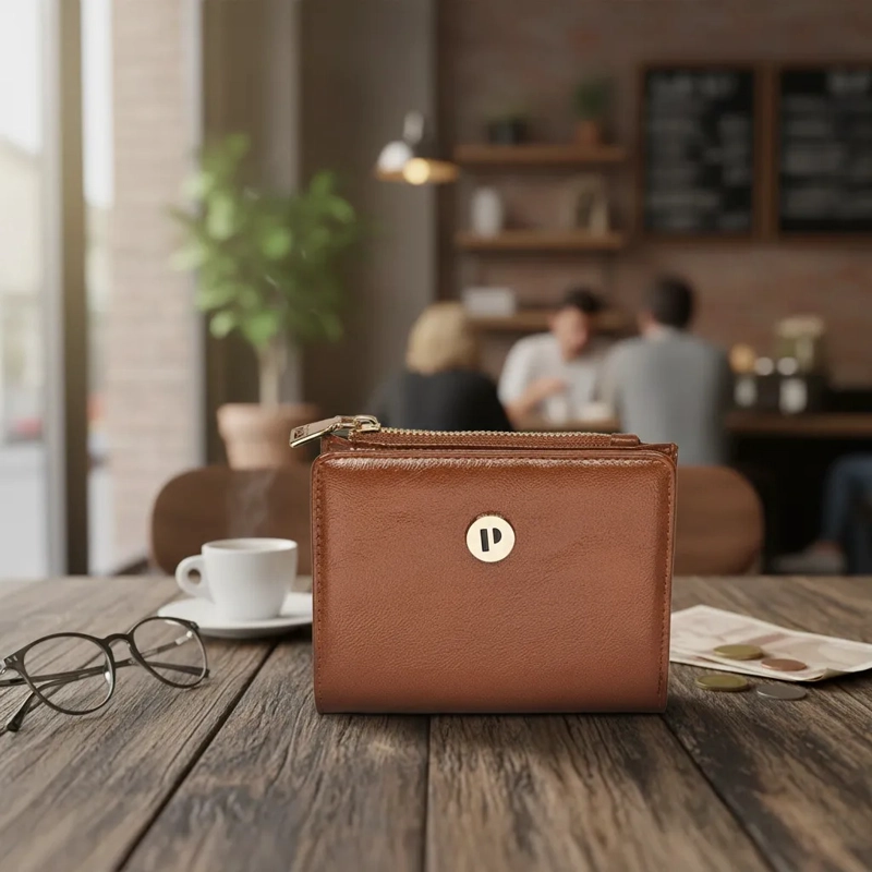 BILLETERA MUJER ESTRUCTURADA POLLINI - POM048X | MARRON CLARO - 6