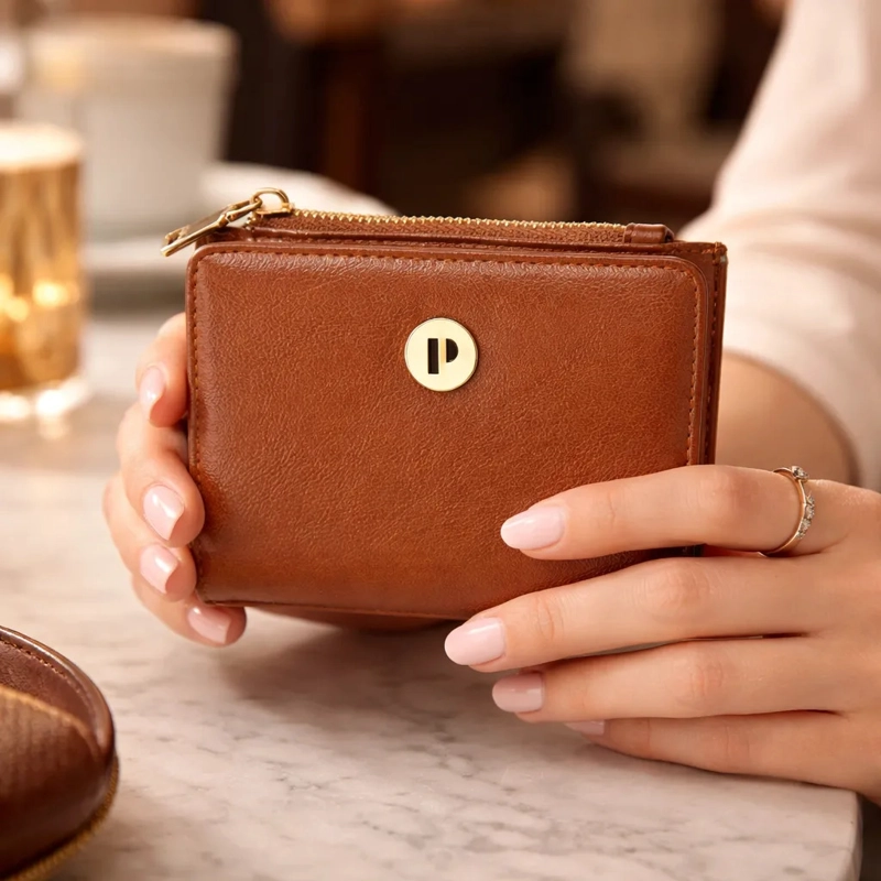 BILLETERA MUJER ESTRUCTURADA POLLINI - POM048X | MARRON CLARO - 7
