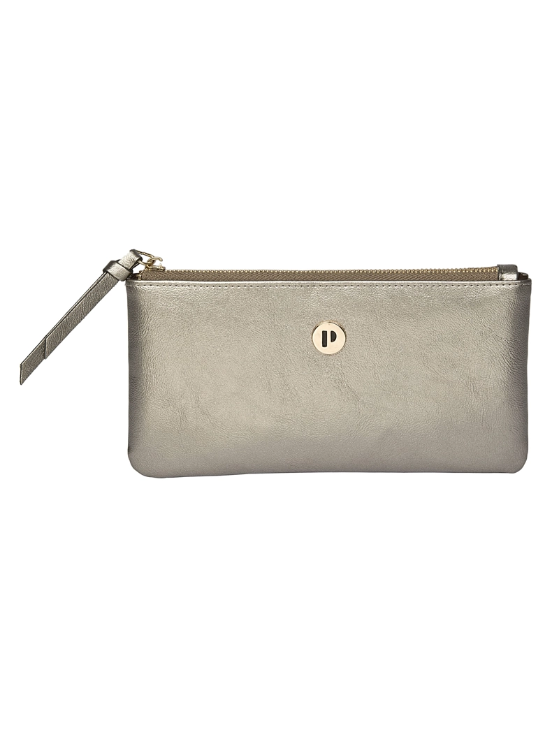 BILLETERA MUJER TIPO MONEDERO XL POLLINI - POM047X | PLATEADO - 1