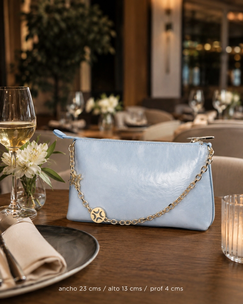 CARTERA BANDOLERA CUERO LUZ DA LUA - LDM0181 | CELESTE - 3