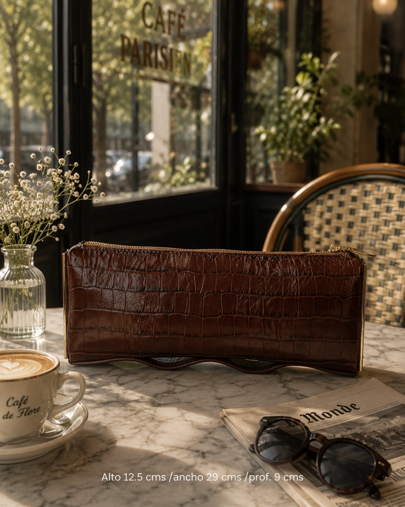 CARTERA CLUTCH CUERO FIESTA LUZ DA LUA - LDM0182 | MARRON - 2