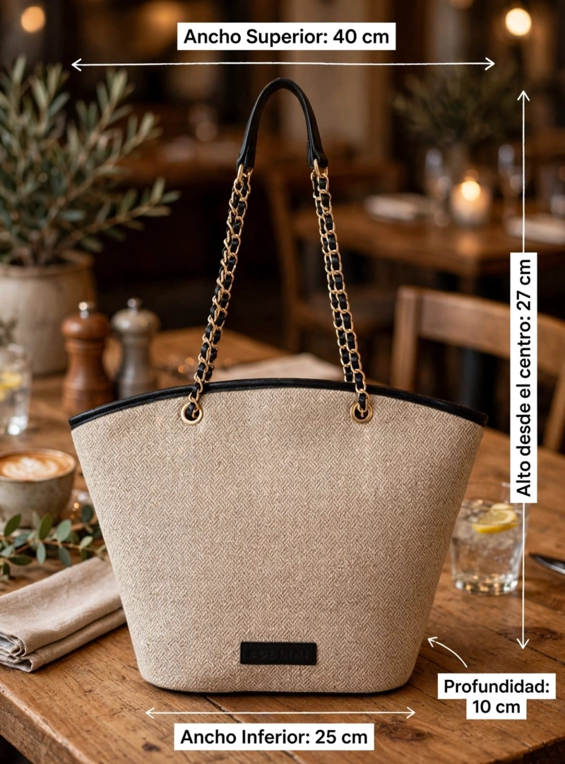CARTERA TOTE BAG EFECTO TEJIDO + PU - POM070X - 2