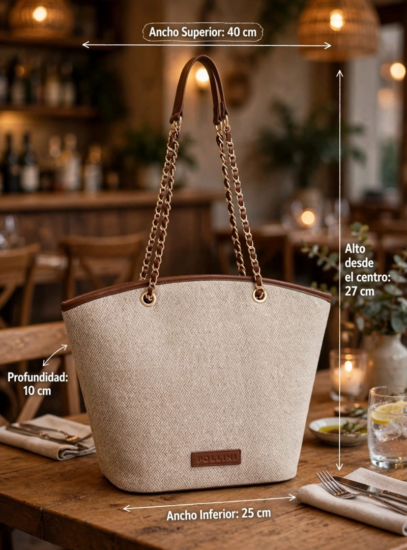 CARTERA TOTE BAG EFECTO TEJIDO + PU - POM070X - 2