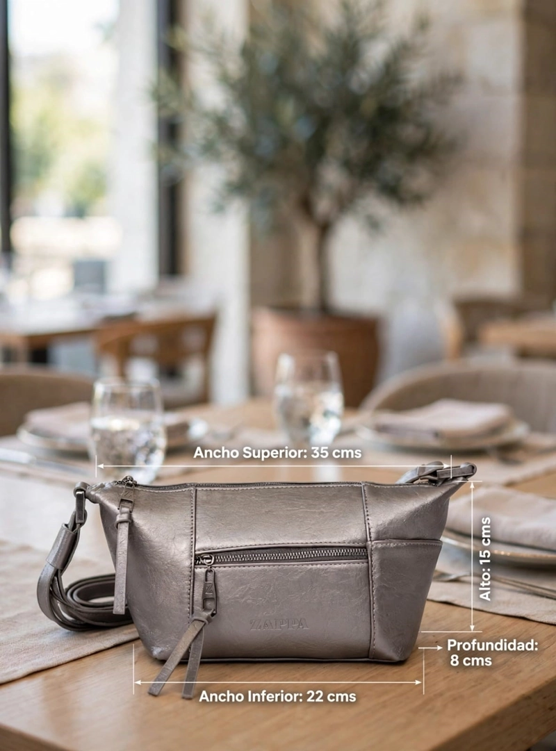 CARTERA BANDOLERA RECTANGULAR ZAPPA - ZAM078X | PLATEADO - 2