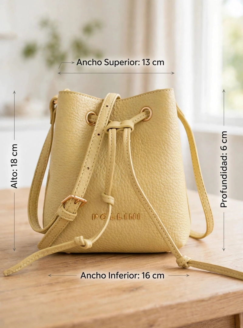 MINI CARTERA BANDOLERA BUCKET POLLINI - POM082X | AMARILLO - 2