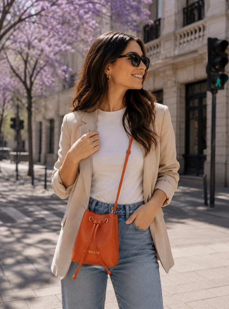 MINI CARTERA BANDOLERA BUCKET POLLINI - POM082X | NARANJA - 2