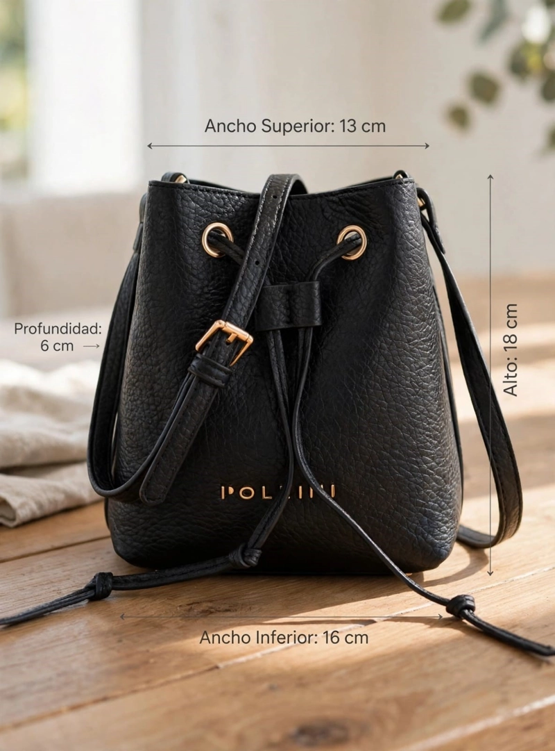 MINI CARTERA BANDOLERA BUCKET POLLINI - POM082X | NEGRO - 2