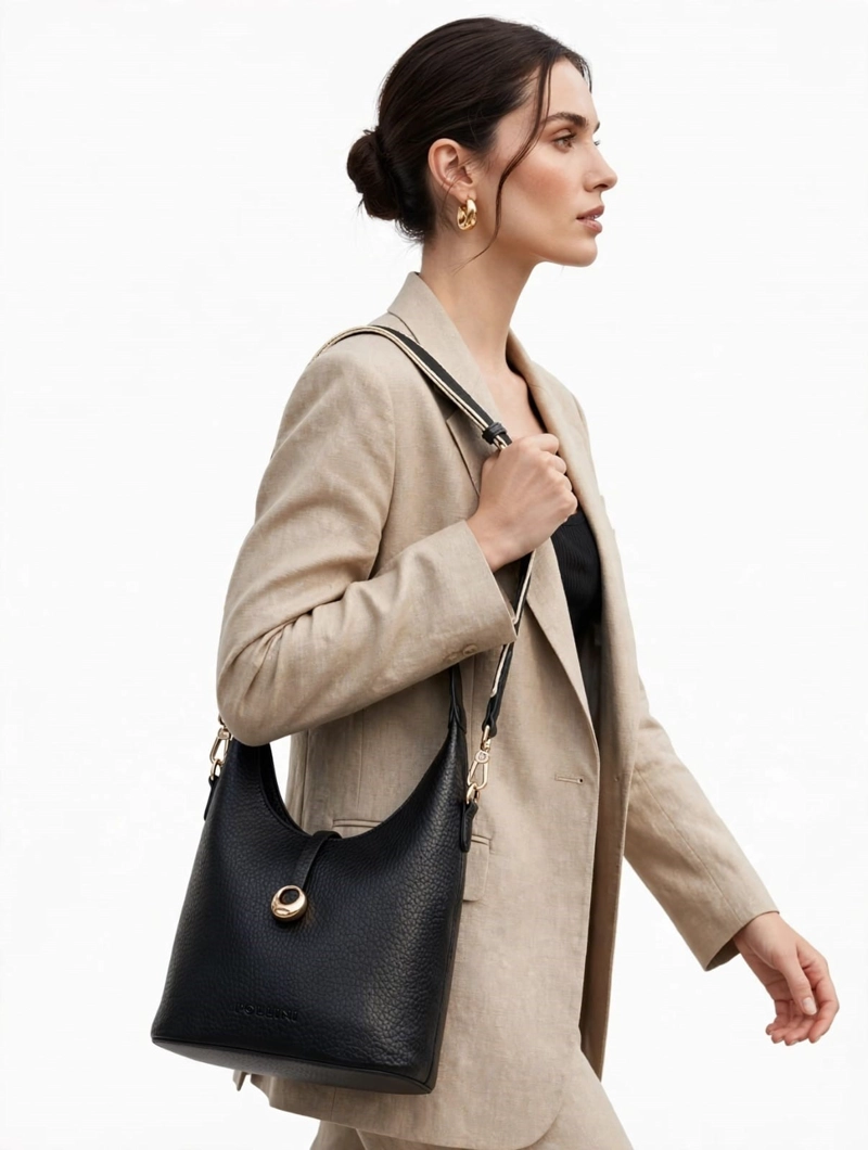 CARTERA TOTE DETALLE BROCHE POLLINI - POM083X | NEGRO - 1
