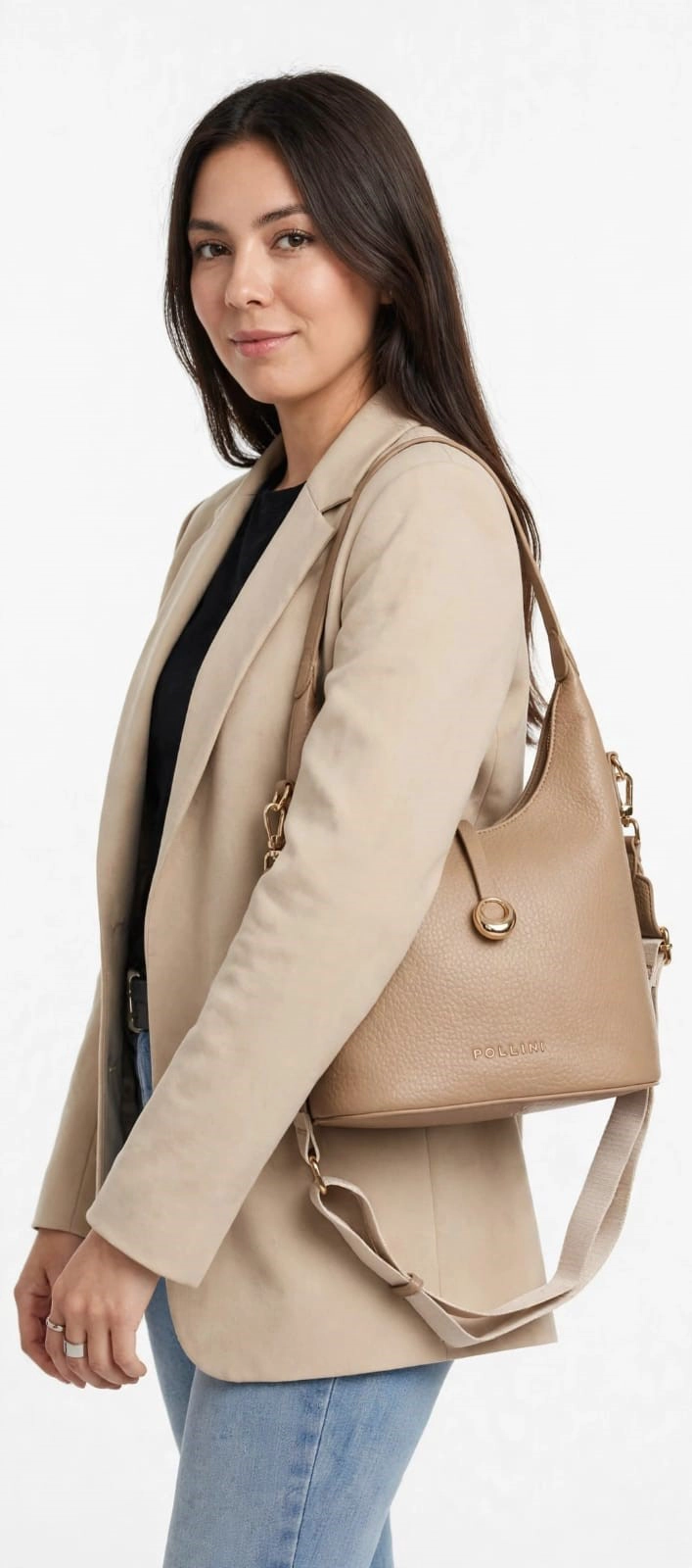 CARTERA TOTE DETALLE BROCHE POLLINI - POM083X | BEIGE - 1