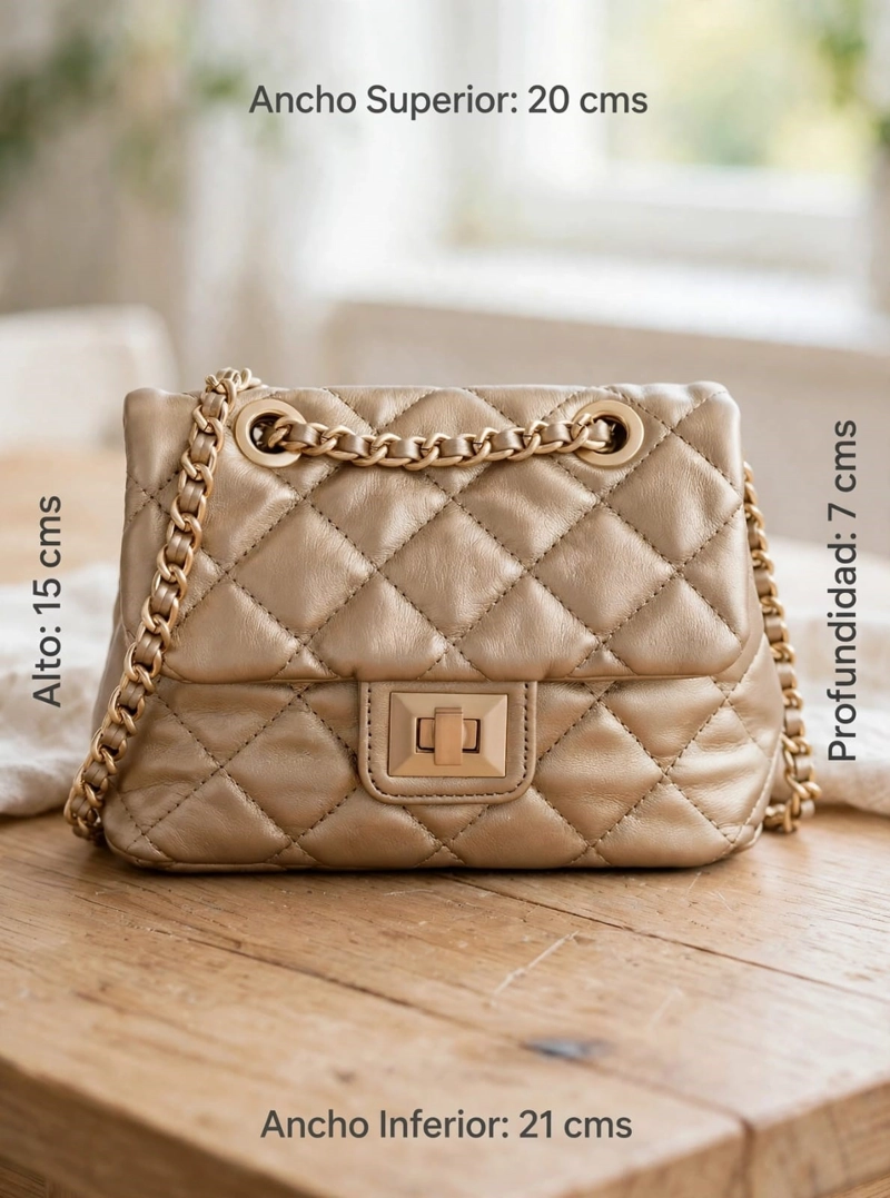 CARTERA BANDOLERA FIESTA CON CADENA POLLINI - POM086X | DORADO - 2