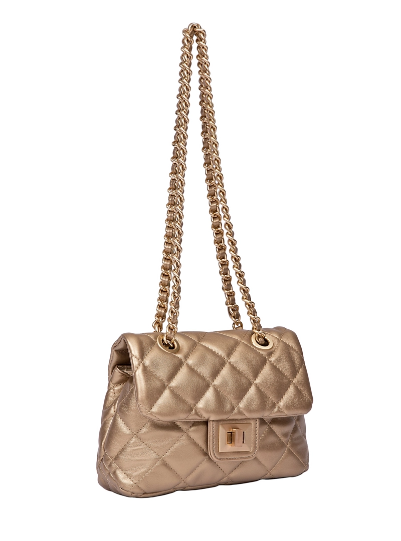 CARTERA BANDOLERA FIESTA CON CADENA POLLINI - POM086X | DORADO - 4