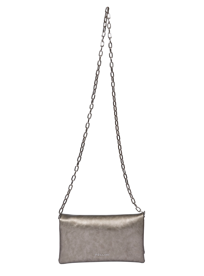 CARTERA FIESTA EFECTO METALIZADO Y CADENA POLLINI - POM088X | PLATEADO - 3