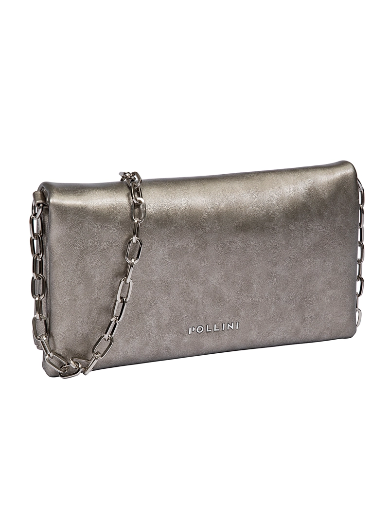 CARTERA FIESTA EFECTO METALIZADO Y CADENA POLLINI - POM088X | PLATEADO - 4