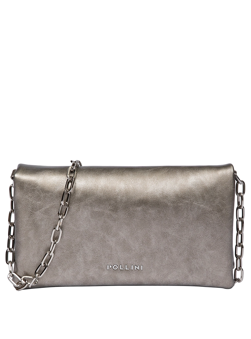 CARTERA FIESTA EFECTO METALIZADO Y CADENA POLLINI - POM088X | PLATEADO - 8