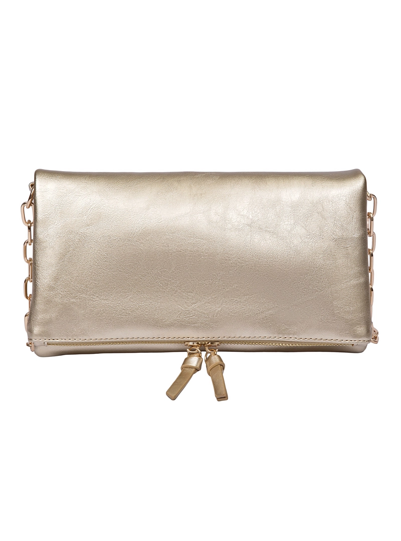 CARTERA FIESTA EFECTO METALIZADO Y CADENA POLLINI - POM088X | DORADO - 6