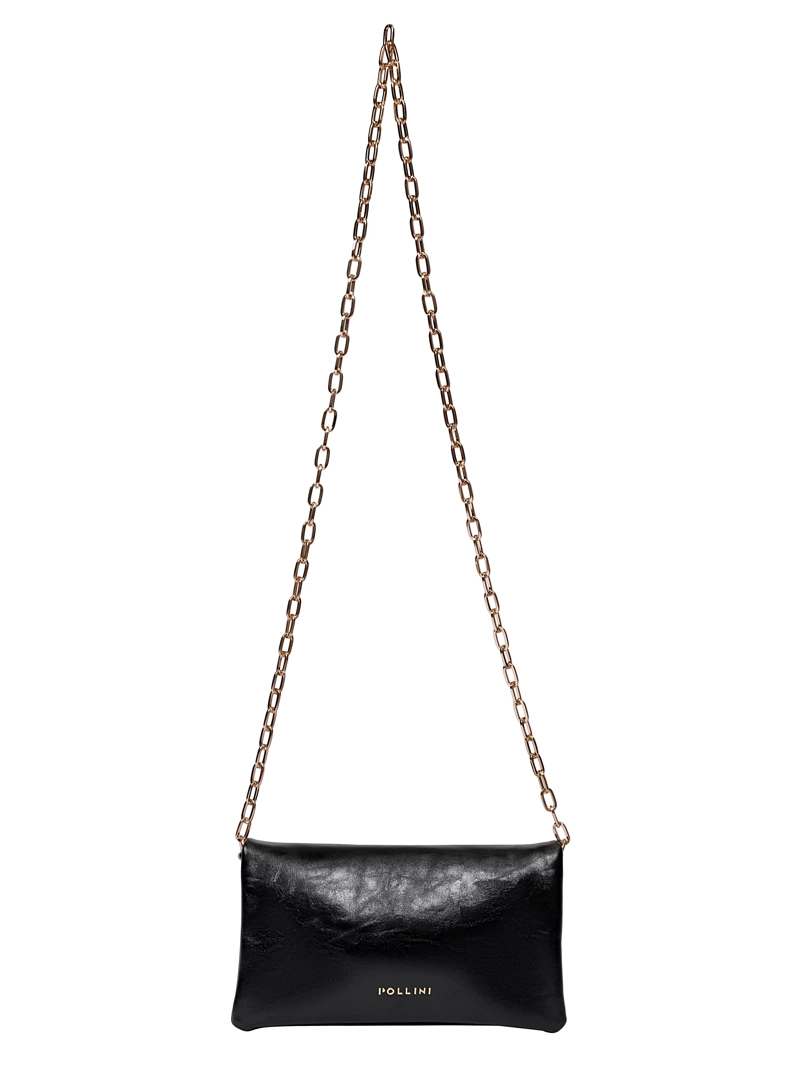 CARTERA FIESTA EFECTO METALIZADO Y CADENA POLLINI - POM088X | NEGRO - 3