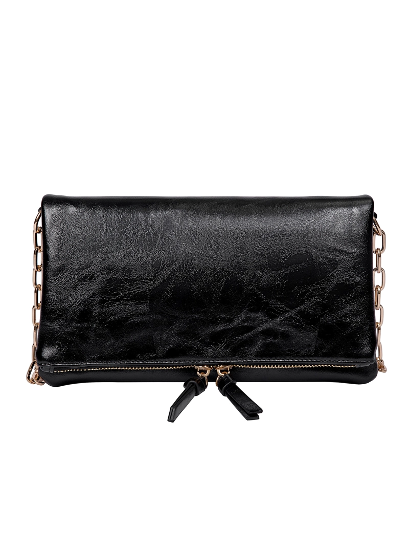 CARTERA FIESTA EFECTO METALIZADO Y CADENA POLLINI - POM088X | NEGRO - 6