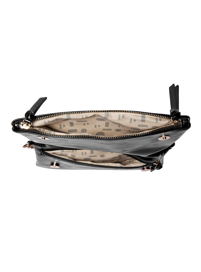 CARTERA FIESTA EFECTO METALIZADO Y CADENA POLLINI - POM088X | NEGRO - 9